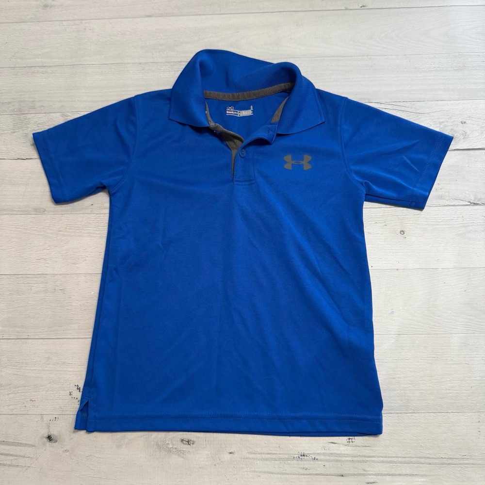 Under armour blue polo shirt boys size 5